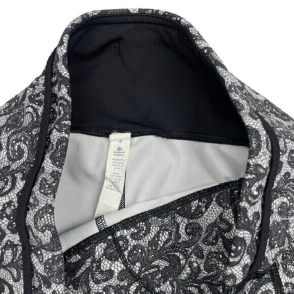 Lululemon Outrun 17" Crop Womens Size 4 Activewear Mini Cinder Lace White Black - Picture 9 of 13
